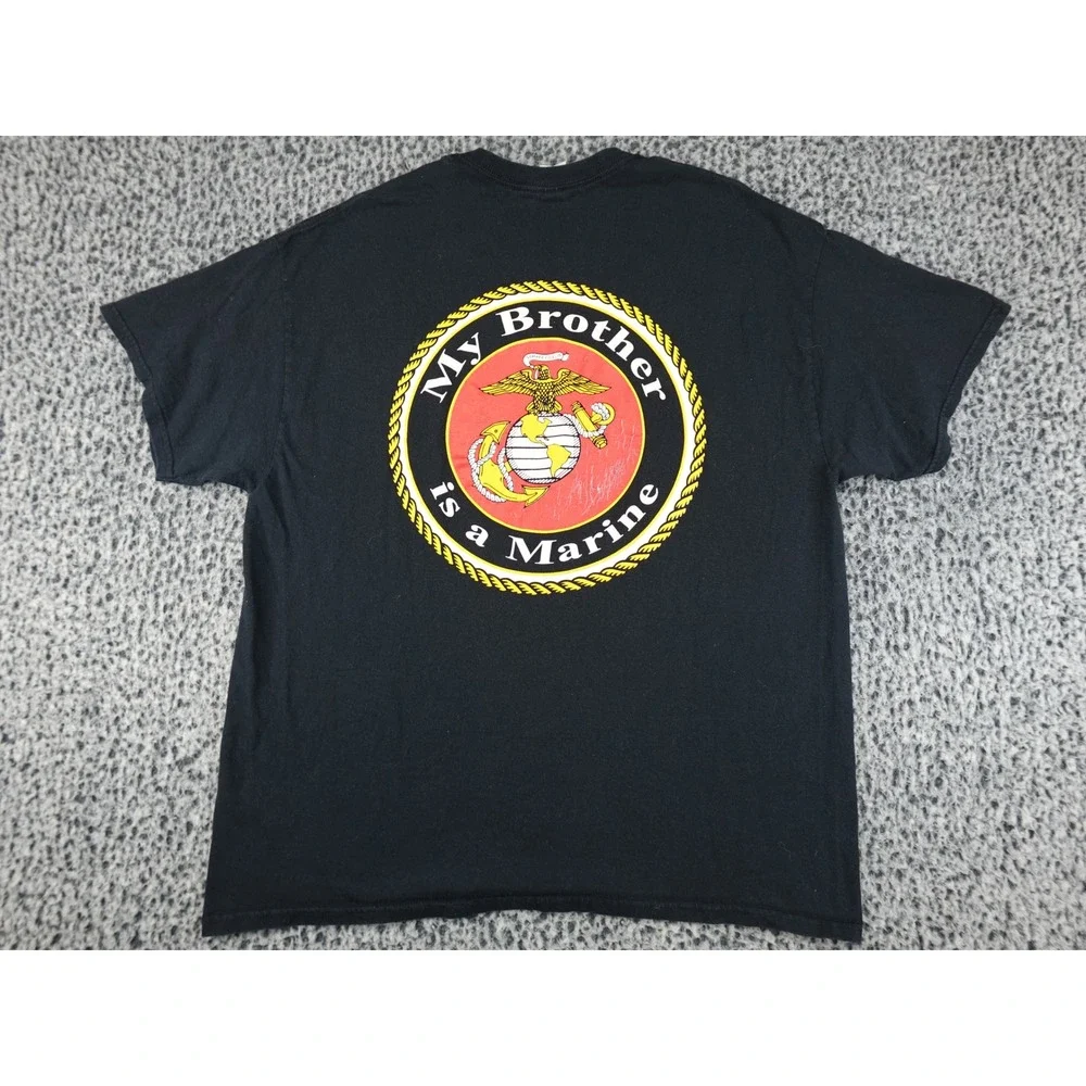 Gildan T-Shirt Mens‎ XL Black My Brother is a Marine USMC Graphic Tee